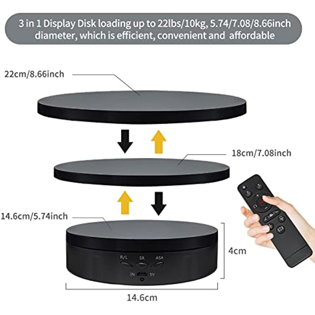 ZLMONDEE Remote Motorized Rotating Display Stand Turntable